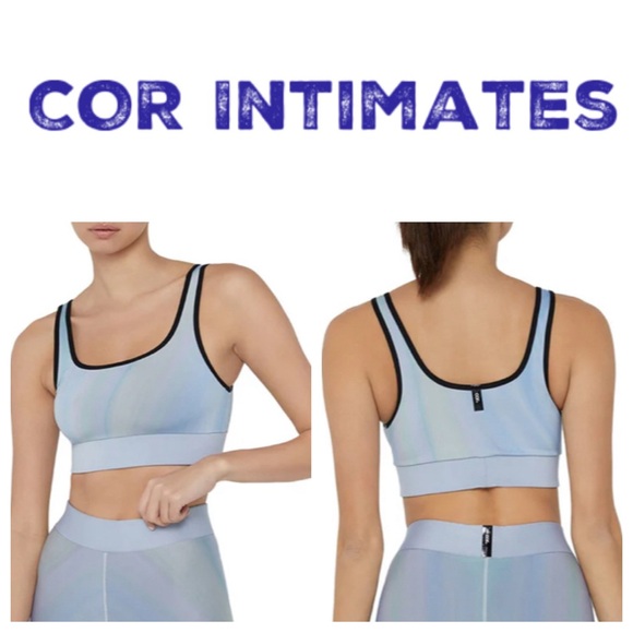 COR Intimates Ultracor Twilight Blue Clouds Scoop Neck Blue Sports Bra NWT - Picture 1 of 8